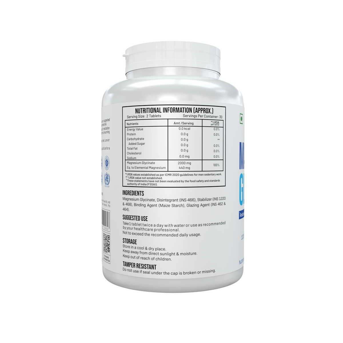 Magnesium Glycinate – 2000mg (60 Tablets)